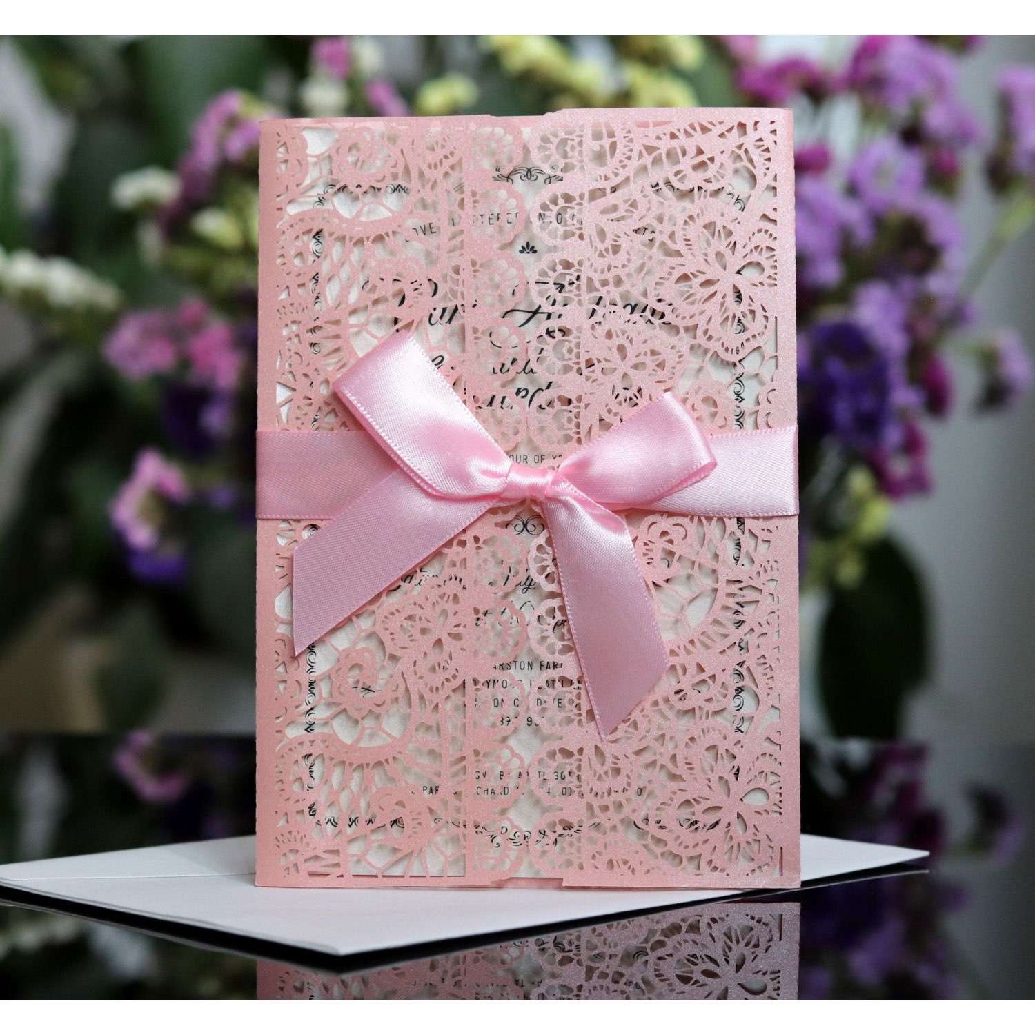 Dark-blue Marriage Invitation Card Laser Holiday Card Lace Design